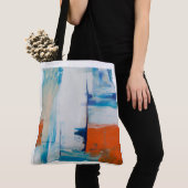 Tote Bag Art Moderne Abstrait Bleu et Orange (De près)