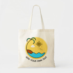 Tote Bag Art moderne Emblème de plage d'été Texte personnal