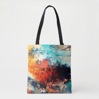 Tote Bag Art moderne. Oeuvre colorée contemporaine. Couleur