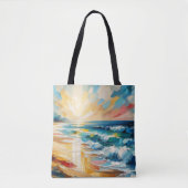 Tote Bag Art moderne Plage Sunset Ocean Design (Devant)
