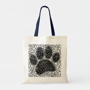 Tote Bag Art Mosaïque Empreinte de Patte de Chien Géométriq