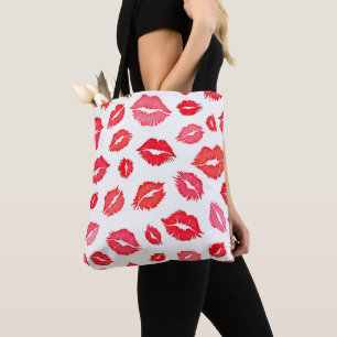 Tote Bag Art Motif à lèvres rouge et rose