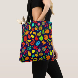 Tote Bag Art Motif de fruits de néon coloré