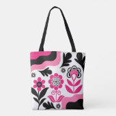 Tote Bag Art mural fleur rose abstrait bohème (Dos)