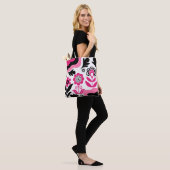 Tote Bag Art mural fleur rose abstrait bohème (Sur le modèle)