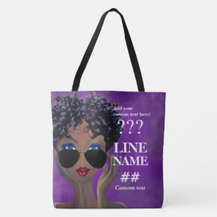 Tote Bag Art noir de sororité pourpre faite sur commande