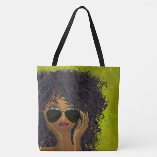 Tote Bag Art noir de sororité verte (Devant)