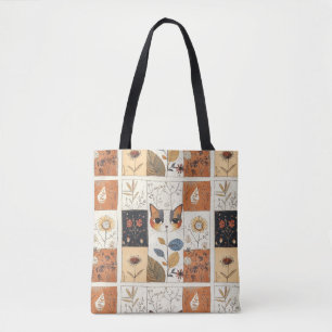 Tote Bag Art nouveau coloré Art nouveau mignon Chat Motif