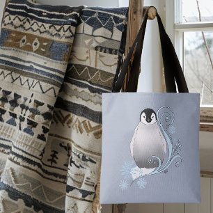 Tote Bag Art Nouveau Flocons de Neige Manchot Hiver Fantais