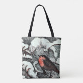 Tote Bag Art nouveau néerlandais Robin Bird en hiver (Dos)