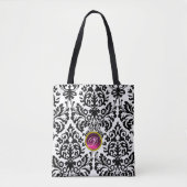TOTE BAG ART NOUVEAU ROSE NOIR BLANC DOMMASQUE ROSE MONOGRA (Devant)