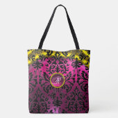 TOTE BAG ART NOUVEAU ROSE NOIR OR DOMMASQUE MONOGRAM (Dos)
