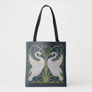 Tote Bag Art Nouveau Swan Deux Swans