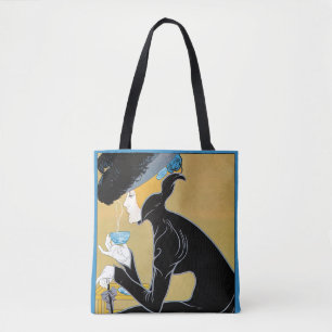 Tote Bag Art Nouveau vintage, Dame buvant du thé Marco Polo