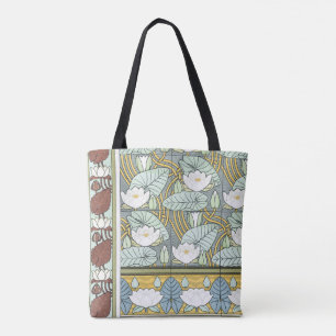 Tote Bag Art Nouveau vintage, fleurs de jardin de nénuphars