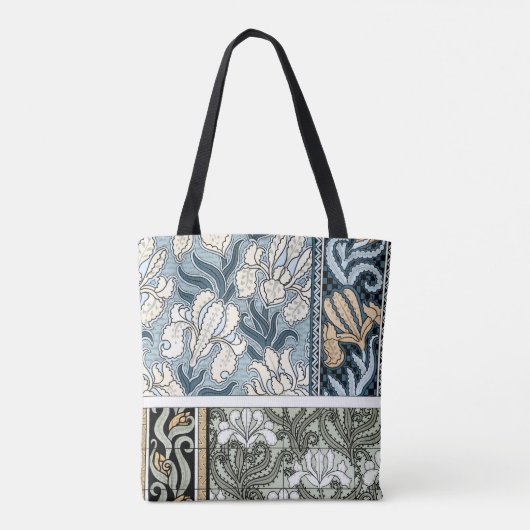 Tote Bag Art Nouveau vintage, Jardin Iris Fleurs (Dos)