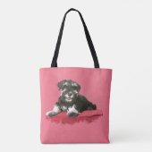 Tote Bag Art numérique d'aquarelle de chiot de Schnauzer (Dos)
