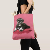 Tote Bag Art numérique d'aquarelle de chiot de Schnauzer (De près)