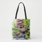 Tote Bag Art numérique de la maison d'arbre architectural (Devant)