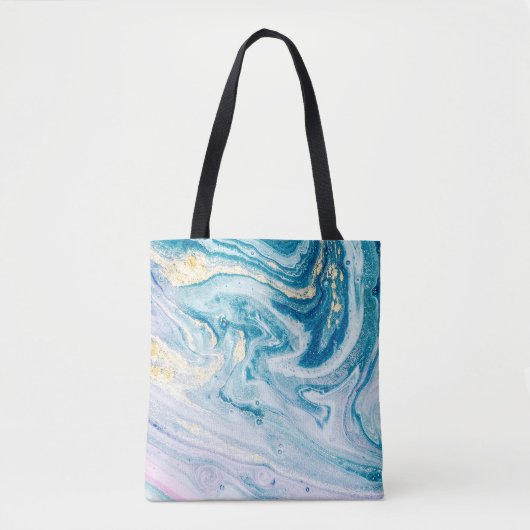 Tote Bag Art Océanique : Fissures D'Agate De Marbre. (Devant)