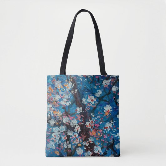 Tote Bag Art oil painting, cherry blossom flower, abstract, (Devant)