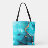Tote Bag Art original de l'encre d'alcool Turquoise Abstrai (Dos)