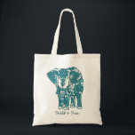 Tote Bag Art orné à motif éléphant sauvage et libre<br><div class="desc">Art orné de tatouage au henné inspiré de l'éléphant orné à motifs avec citation "sauvage et libre" qui peut être changé à votre propre texte ou supprimé.</div>