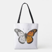 Tote Bag Art papillon monarque demi-couleur (Dos)