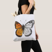 Tote Bag Art papillon monarque demi-couleur (De près)