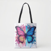 Tote Bag Art Papillon Vibrant : Ailes Gradientes, Florales (Devant)
