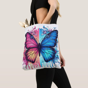 Tote Bag Art Papillon Vibrant : Ailes Gradientes, Florales