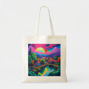 Tote Bag Art Paysage Psychédélique Japonais