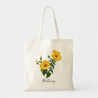Tote Bag Art personnalisé d'hibiscus jaune hawaïen