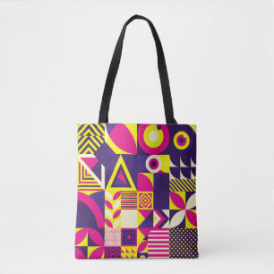 Tote Bag Art pop, formes géométriques colorées.