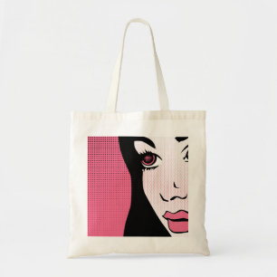 Tote Bag Art Pop Moderne de Bande Dessinée du Visage Fémini