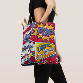 Tote Bag Art pop rétro, motif de la bande dessinée. (De près)