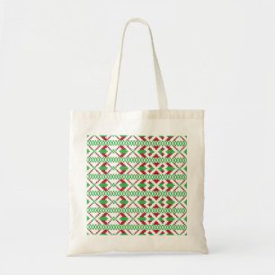 Tote Bag Art populaire ethnique letton vert et rouge tribal