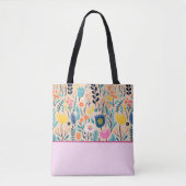 Tote Bag Art populaire moderne floral simple, bloc de coule (Devant)