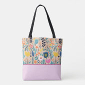Tote Bag Art populaire moderne floral simple, bloc de coule (Dos)