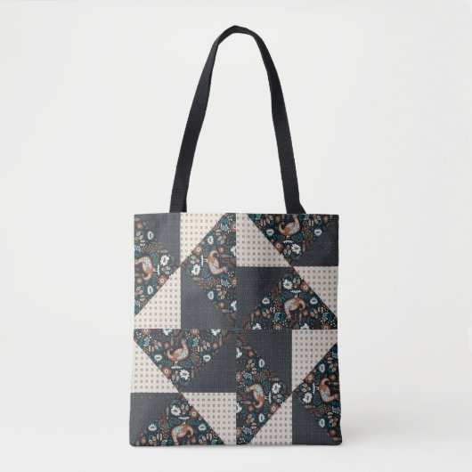 Tote Bag Art populaire moderne Pinwheel Patchwork Quilt Sty (Devant)