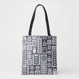 Tote Bag Art populaire scandinave sans couture motif vintag