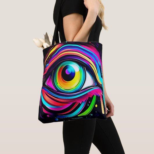 Tote Bag Art Psychédélique Vibrant de l'Œil (De près)