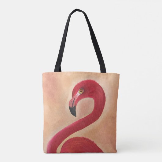 Tote Bag Art rose personnalisé de Flamant rose (Dos)