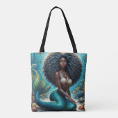 Tote Bag Art sous-marin de la sirène noire (Dos)