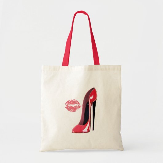 Tote Bag Art stylet rouge de chaussure et de baiser (Devant)