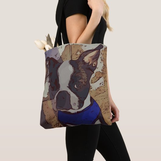 Tote Bag Art Terrier de Boston (De près)