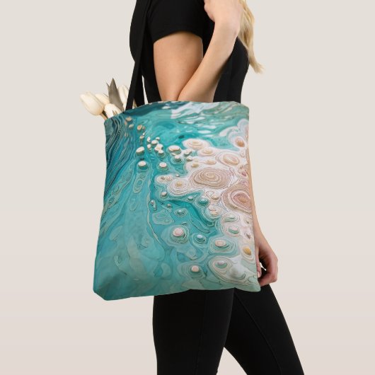 Tote Bag Art topographique océanique abstrait (De près)