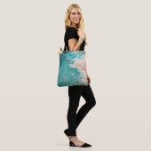 Tote Bag Art topographique océanique abstrait (Sur le modèle)