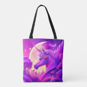 Tote Bag Art unicorne rose et violet de nuit (Dos)