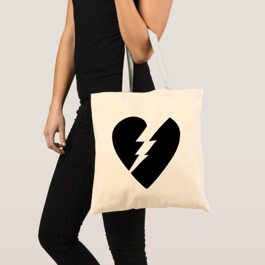 Tote Bag Art vectoriel du coeur brisé noir et blanc (Devant (produit))
